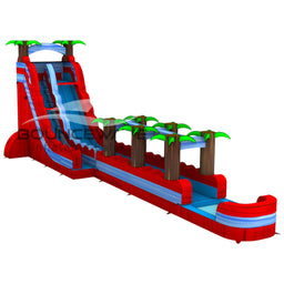 22ft Crimson Bay Single Lane Inflatable Water Slide With Slip & Slide - BounceWave Inflatable Sales