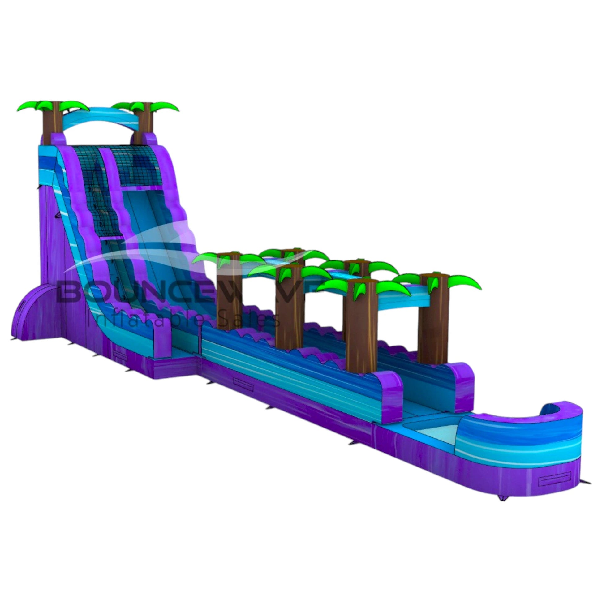 22ft Purple Plunge Teal Single Lane Inflatable Water Slide With Slip & Slide - BounceWave Inflatable Sales