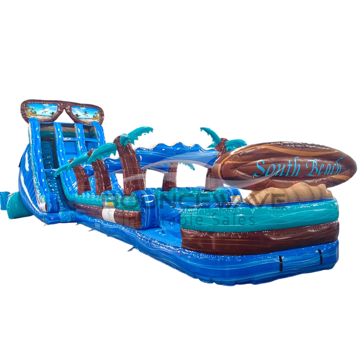 22ft South Beach Dual Lane 2pc Commercial Water Slide with Inflatable Slip & Slide - BounceWave Inflatable Sales