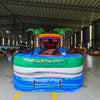 24ft Baja Splash DL 2pc Commercial Water Slide with Inflatable Slip & Slide front view displaying colorful design, palm tree decorations, and long blue slip and slide
