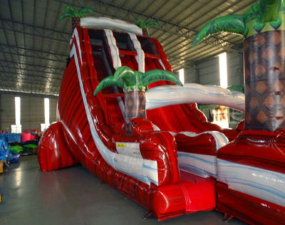 24ft Crimson Bay DL 2pc Commercial Water Slide with Inflatable Slip & Slide - BounceWave Inflatable Sales