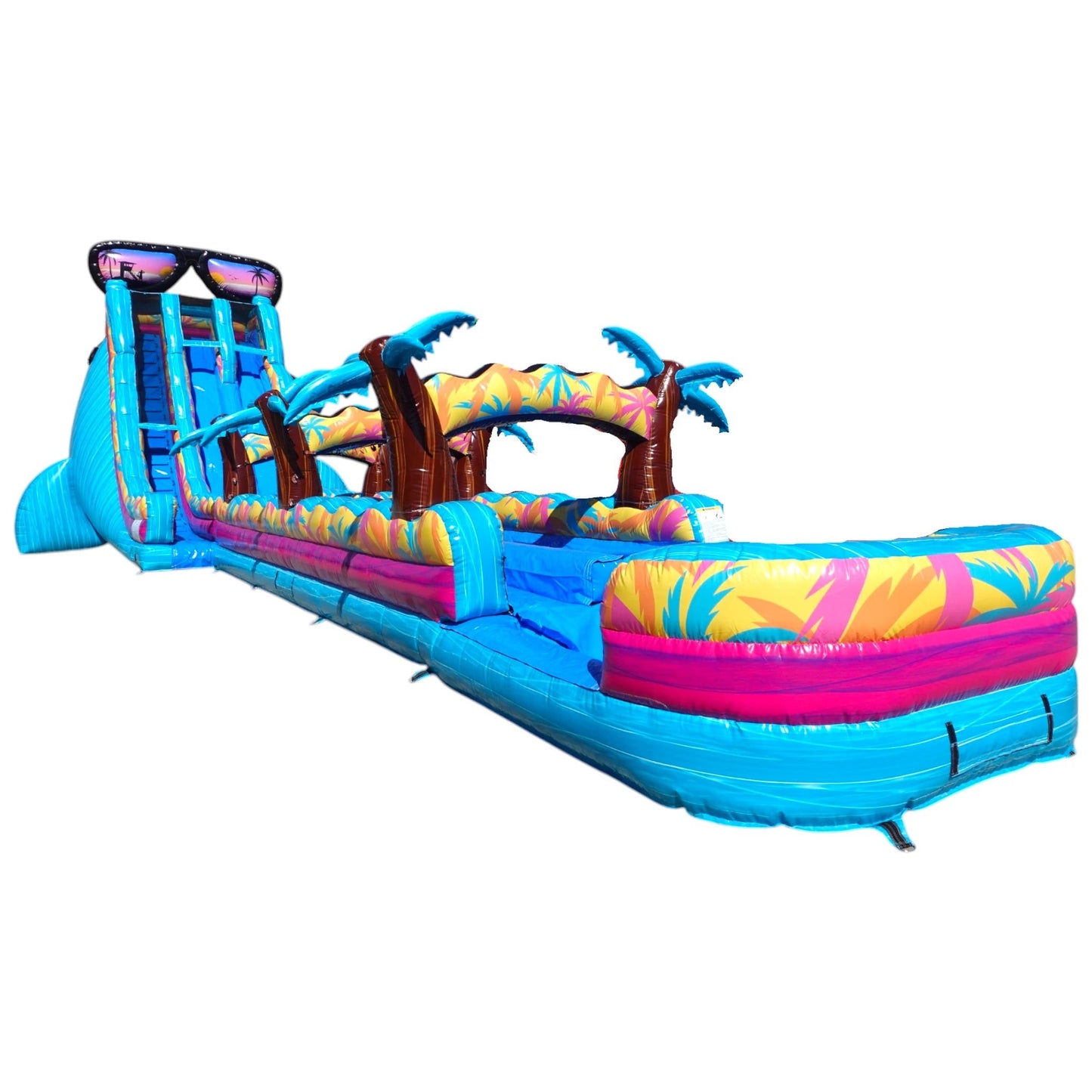 24ft Island Flow Dual Lane 2pc Commercial Water Slide with Inflatable Slip & Slide - BounceWave Inflatable Sales