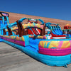 24ft Island Flow Dual Lane 2pc Commercial Water Slide with Inflatable Slip & Slide - BounceWave Inflatable Sales