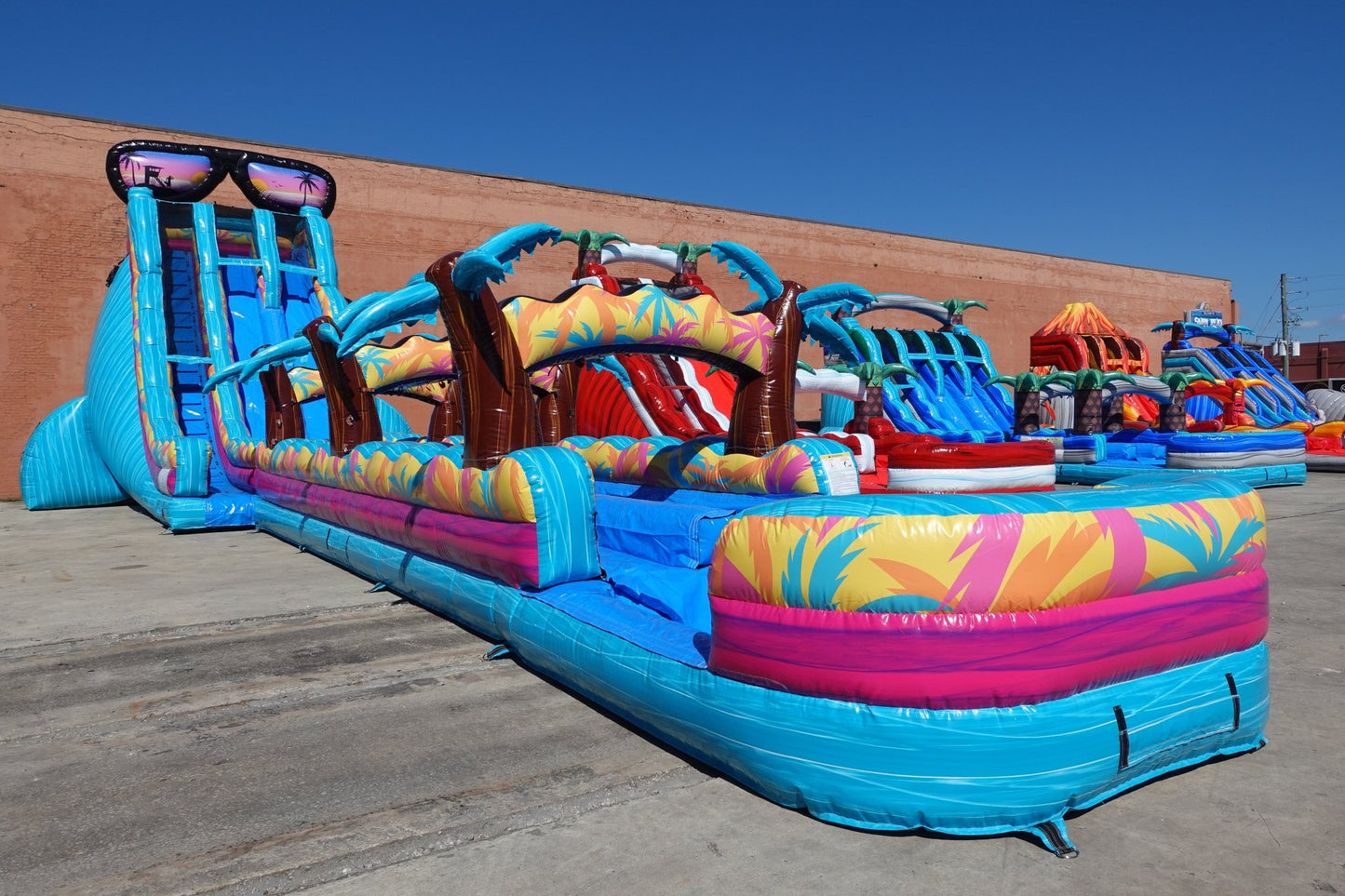 24ft Island Flow Dual Lane 2pc Commercial Water Slide with Inflatable Slip & Slide - BounceWave Inflatable Sales