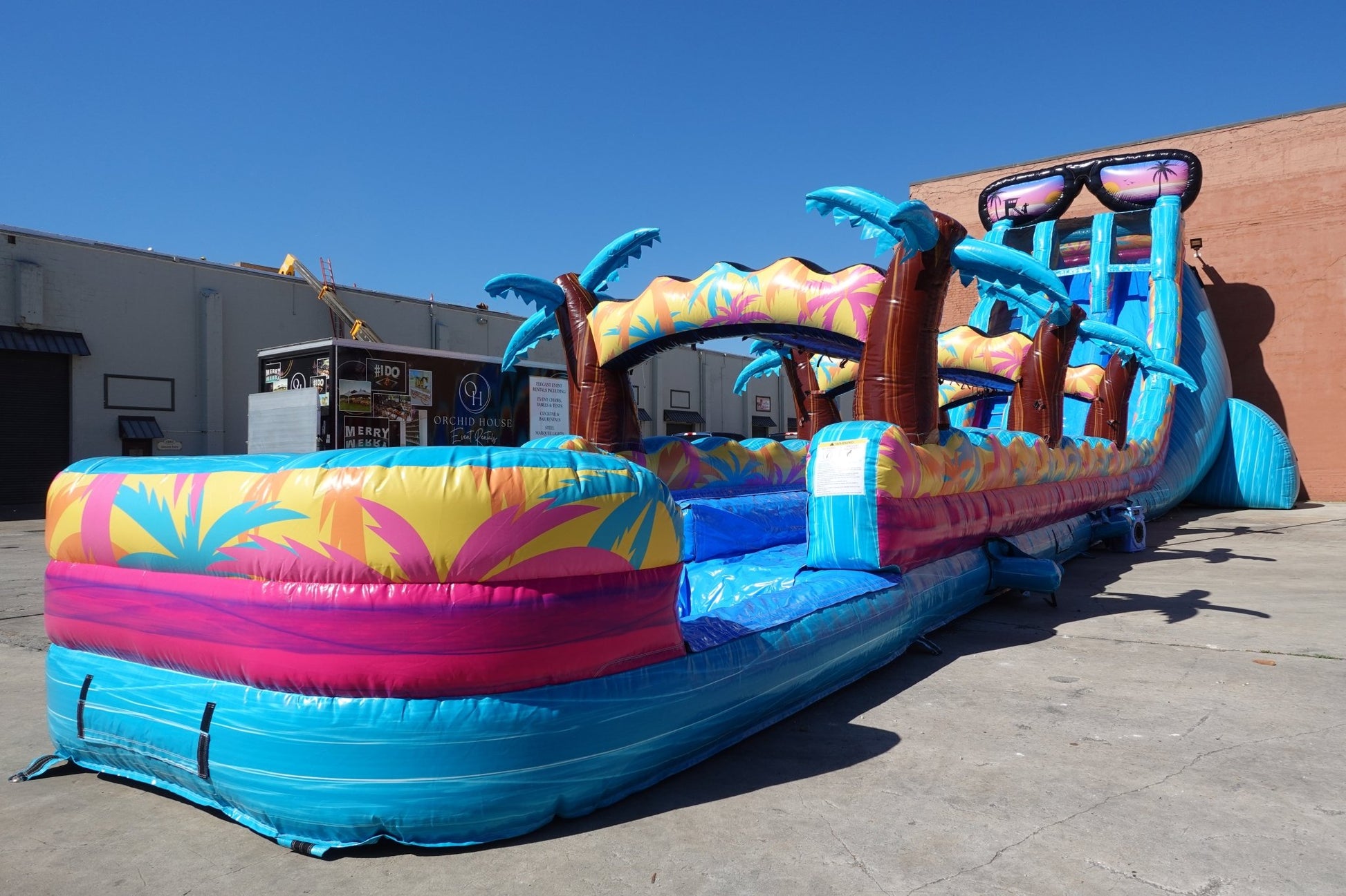 24ft Island Flow Dual Lane 2pc Commercial Water Slide with Inflatable Slip & Slide - BounceWave Inflatable Sales