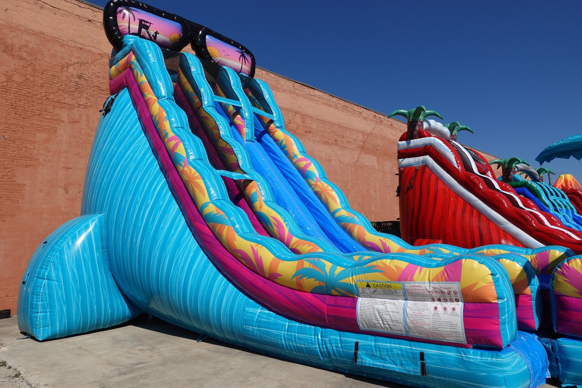 24ft Island Flow Dual Lane 2pc Commercial Water Slide with Inflatable Slip & Slide - BounceWave Inflatable Sales