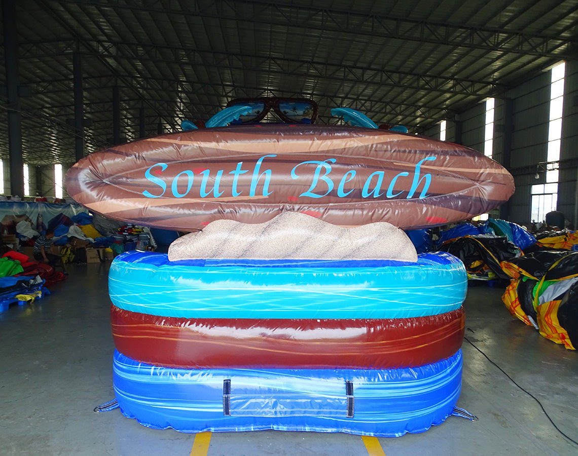 24ft South Beach Dual Lane 2pc Commercial Water Slide with Inflatable Slip & Slide - BounceWave Inflatable Sales