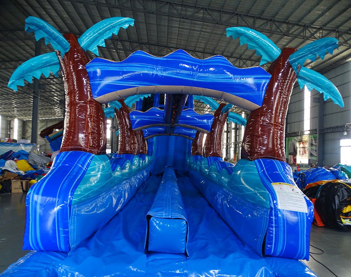 24ft South Beach Dual Lane 2pc Commercial Water Slide with Inflatable Slip & Slide - BounceWave Inflatable Sales