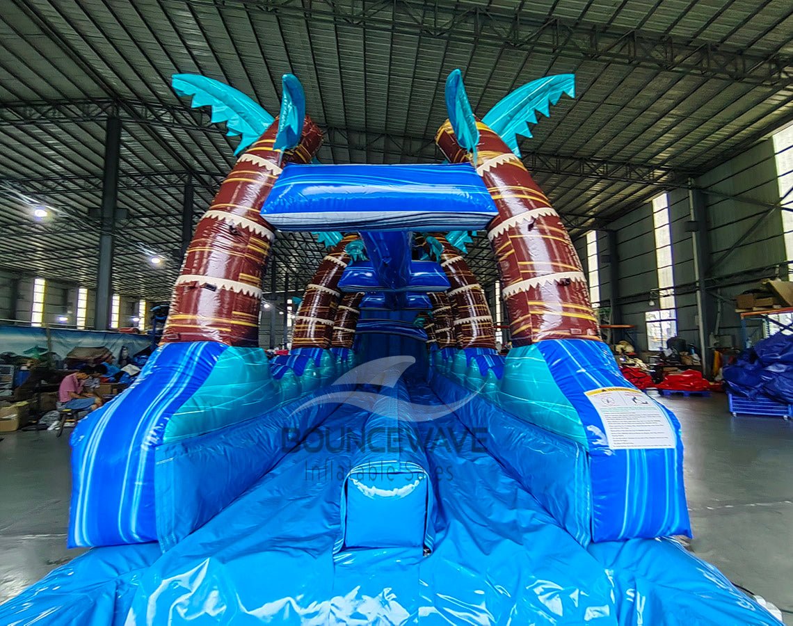 24ft Summer Breeze DL 2pc Commercial Water Slide with Inflatable Slip & Slide - BounceWave Inflatable Sales