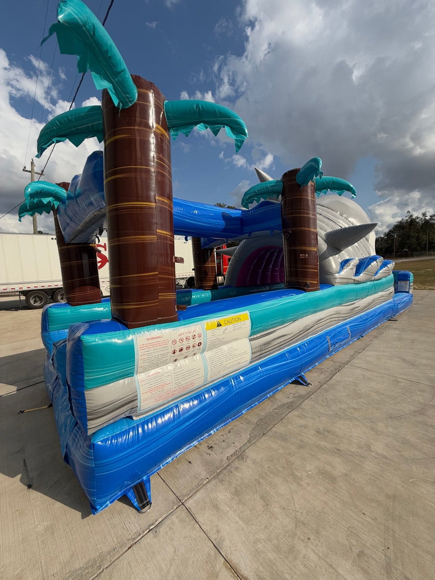 35ft Cayman Shark Attack Dual Lane Inflatable Slip N' Slide - BounceWave Inflatable Sales