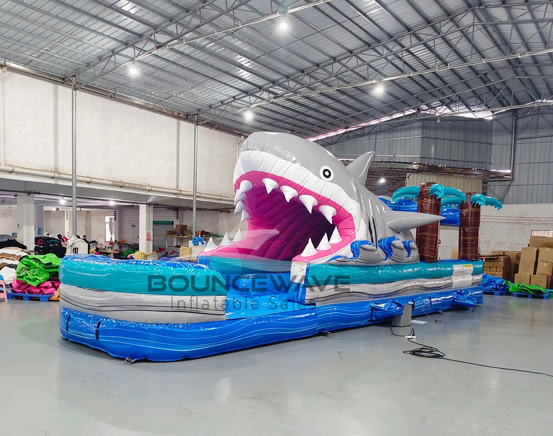 35ft Cayman Shark Attack Dual Lane Inflatable Slip N' Slide - BounceWave Inflatable Sales