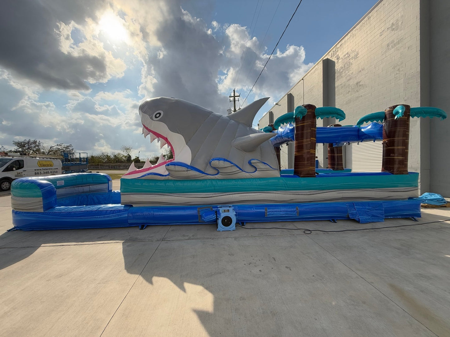 35ft Cayman Shark Attack Dual Lane Inflatable Slip N' Slide - BounceWave Inflatable Sales