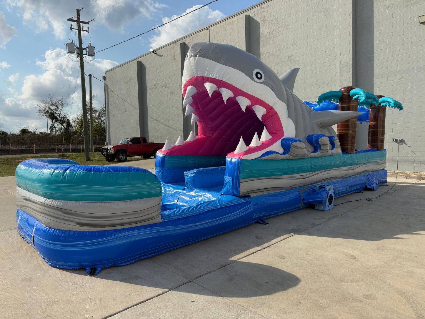 35ft Cayman Shark Attack Dual Lane Inflatable Slip N' Slide - BounceWave Inflatable Sales