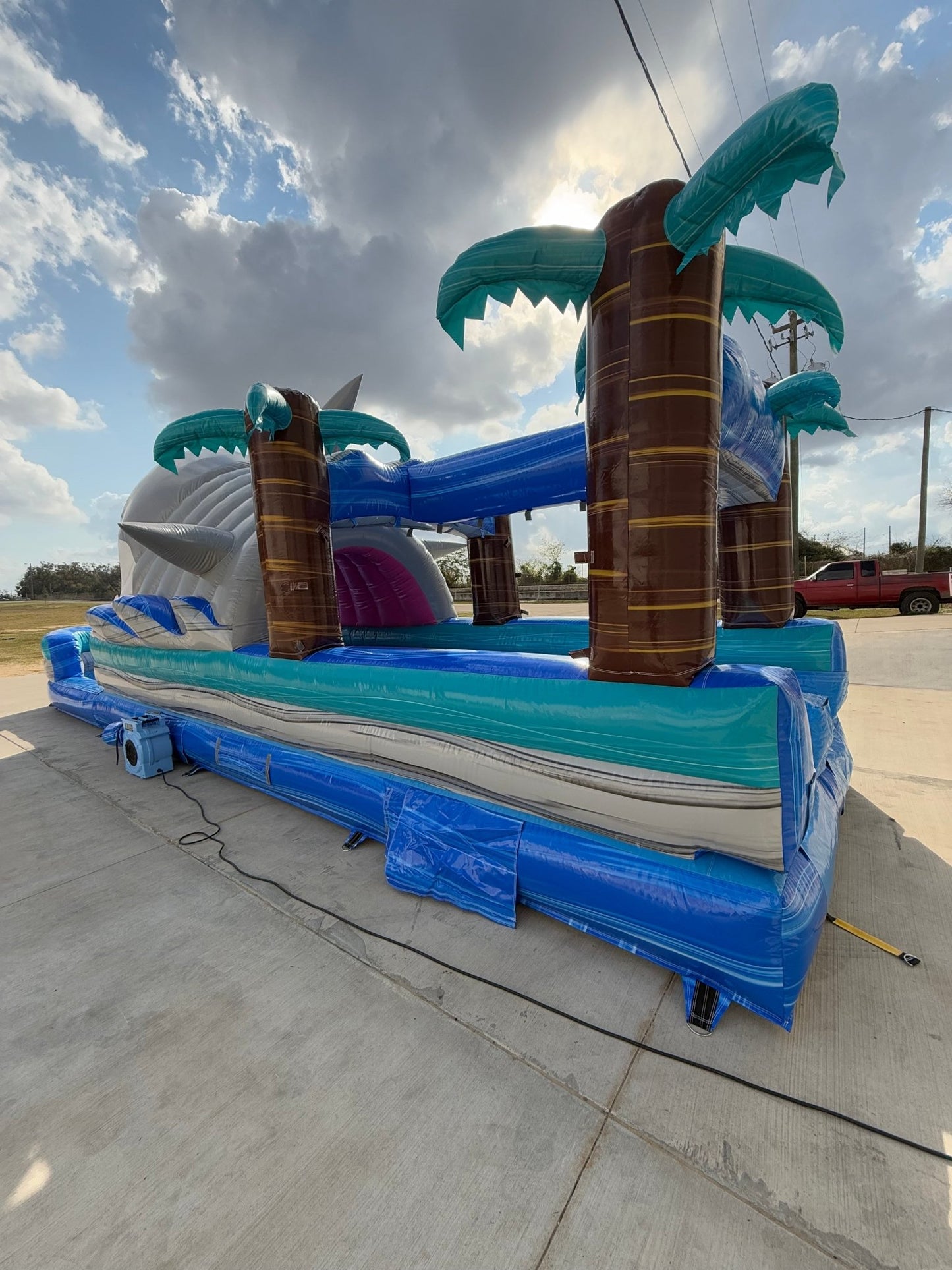 35ft Cayman Shark Attack Dual Lane Inflatable Slip N' Slide - BounceWave Inflatable Sales