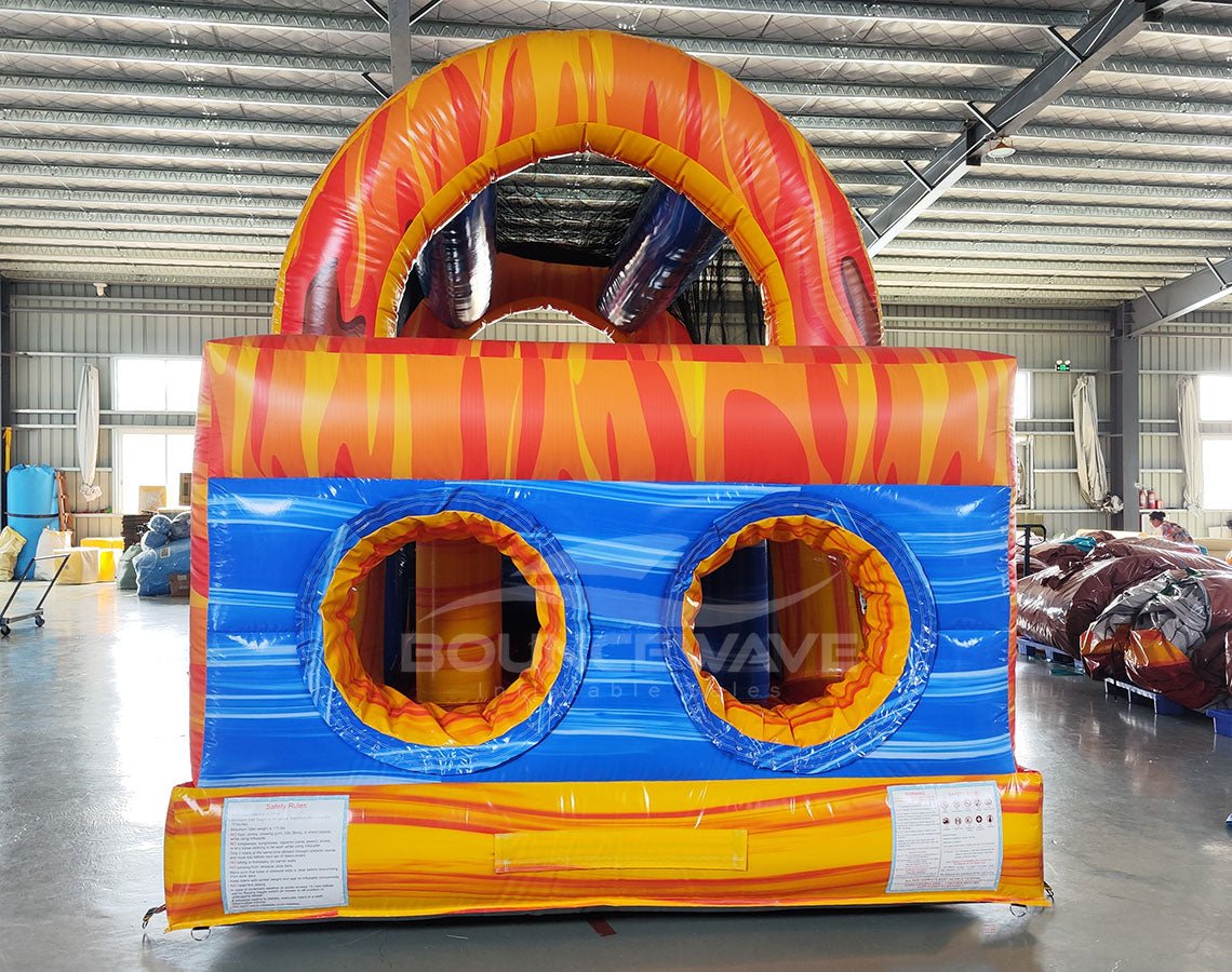 46ft Fiesta Fire Hybrid Inflatable Obstacle Course - BounceWave Inflatable Sales