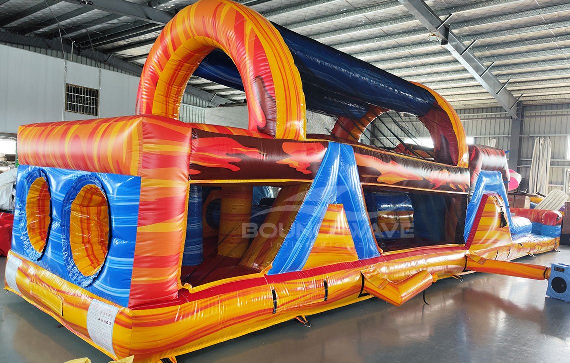 46ft Fiesta Fire Hybrid Inflatable Obstacle Course - BounceWave Inflatable Sales