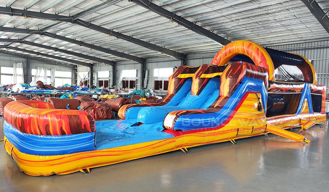 46ft Fiesta Fire Hybrid Inflatable Obstacle Course - BounceWave Inflatable Sales