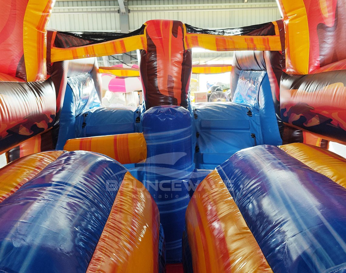 46ft Fiesta Fire Hybrid Inflatable Obstacle Course - BounceWave Inflatable Sales