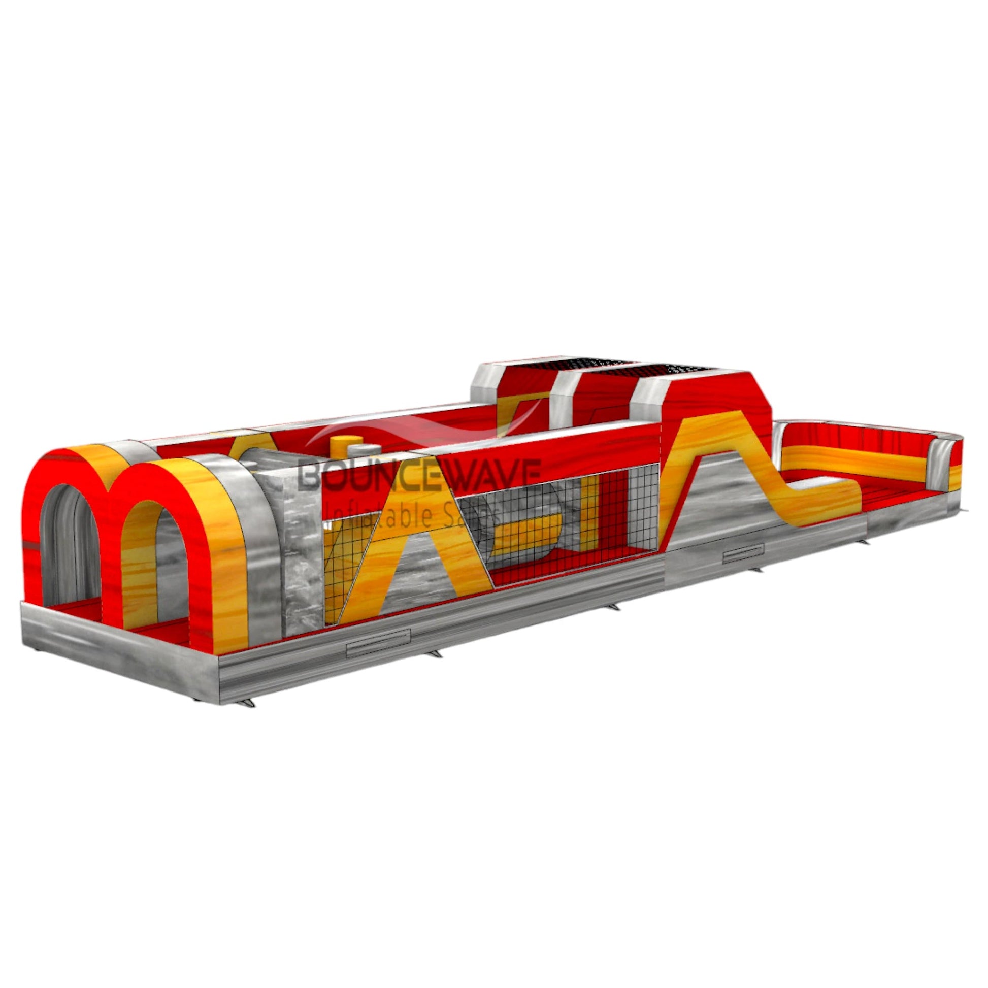 46ft Fire Island "Flash" Hybrid Inflatable Obstacle Course - BounceWave Inflatable Sales