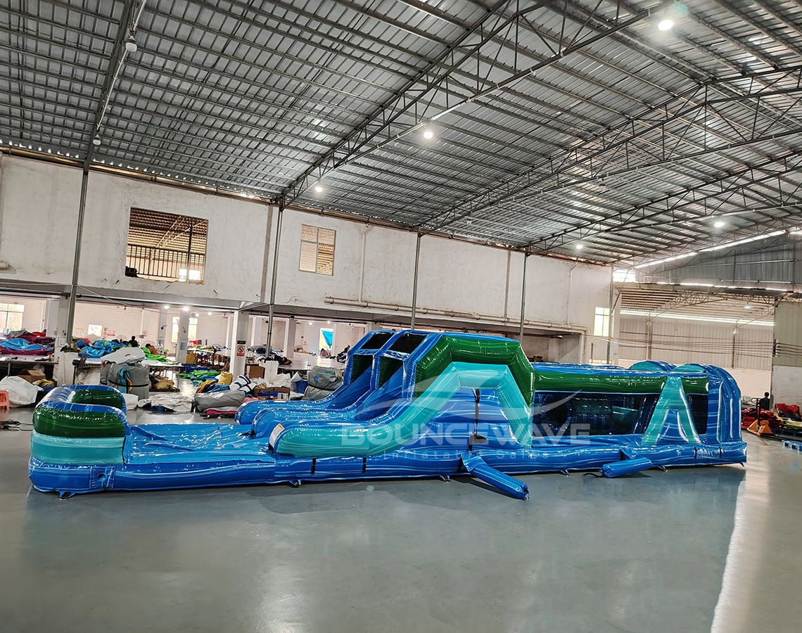 46ft Island Drop "Flash" Hybrid Inflatable Obstacle Course - BounceWave Inflatable Sales