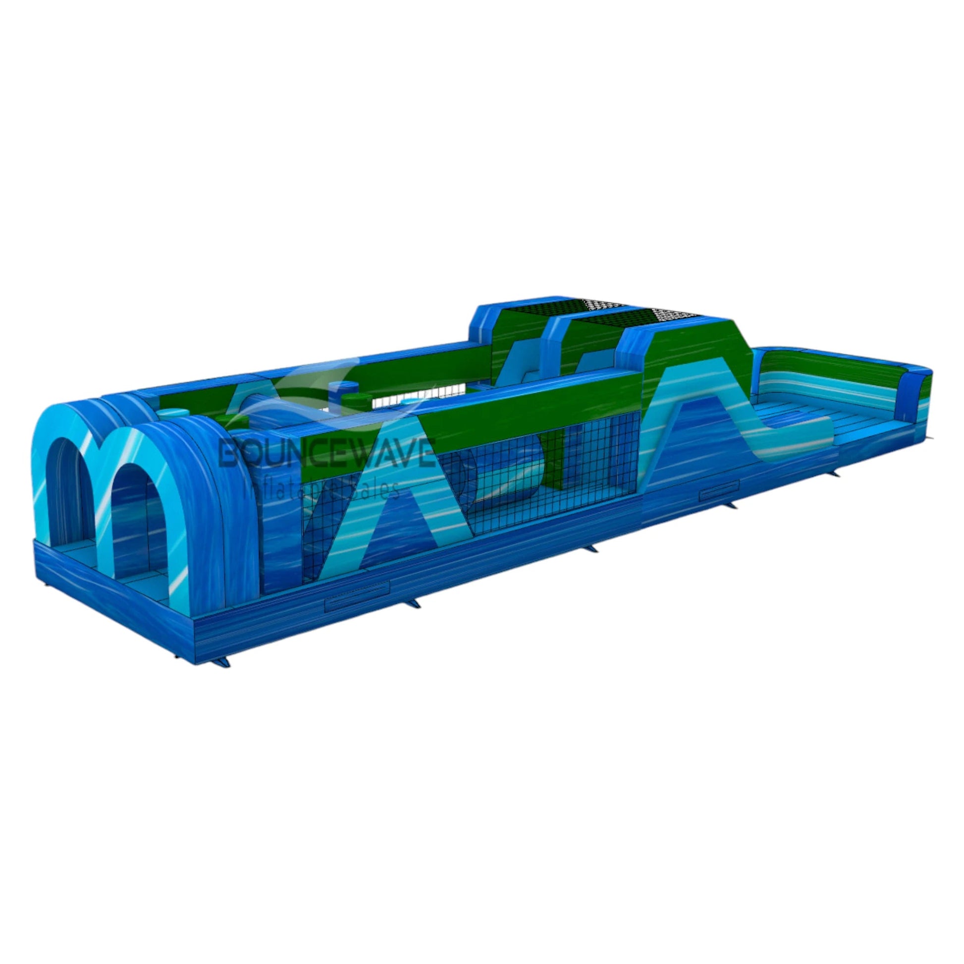 46ft Island Drop "Flash" Hybrid Inflatable Obstacle Course - BounceWave Inflatable Sales