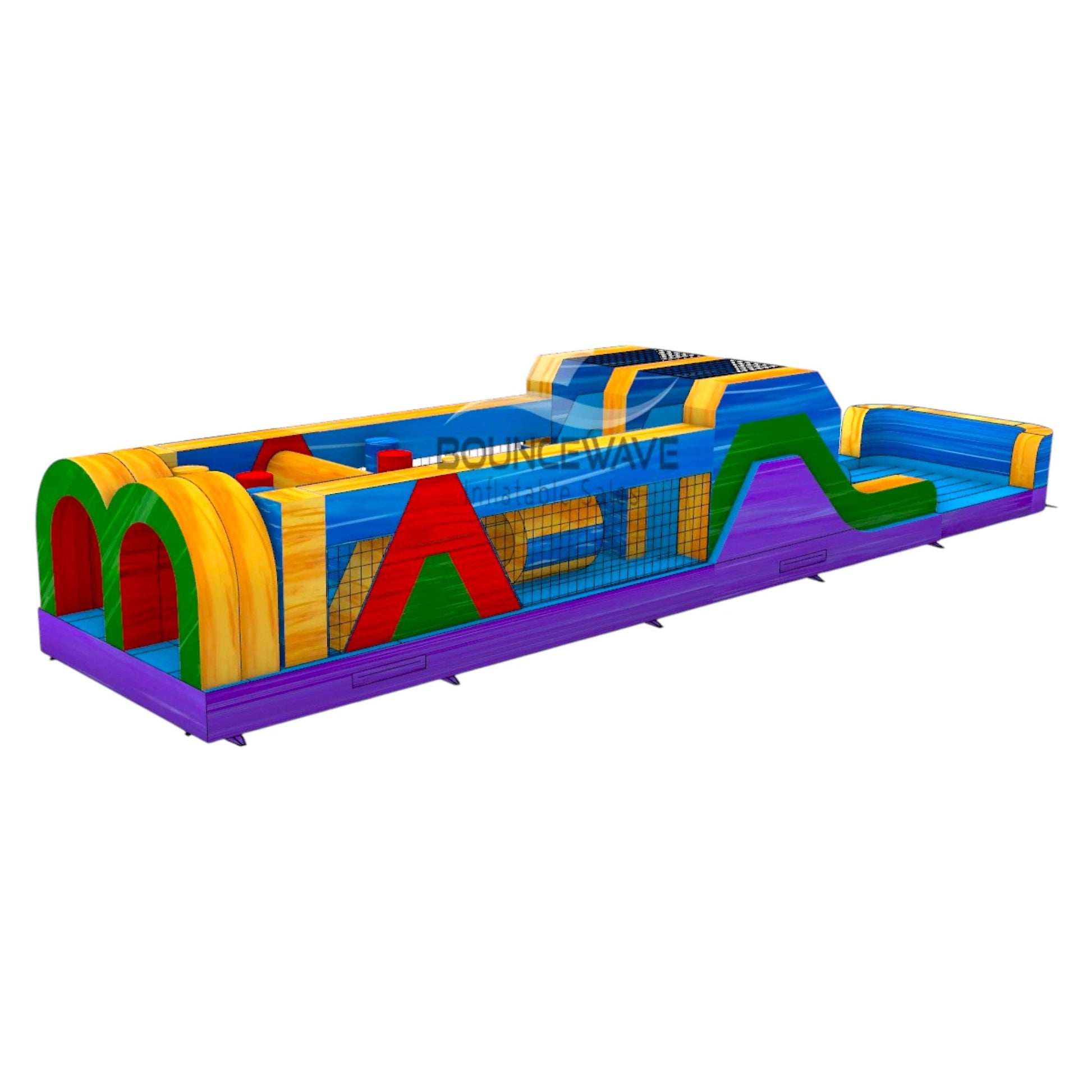 46ft Multi Marble "Flash" Hybrid Inflatable Obstacle Course - BounceWave Inflatable Sales