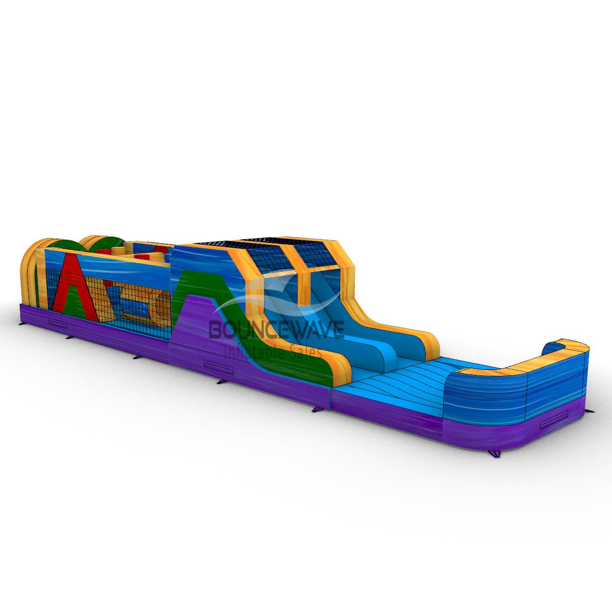 46ft Multi Marble "Flash" Hybrid Inflatable Obstacle Course - BounceWave Inflatable Sales