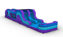 46ft Purple Plunge Teal "Flash" Hybrid Inflatable Obstacle Course - BounceWave Inflatable Sales