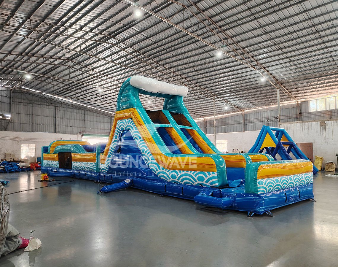 62ft Akua Falls 2 - Piece Wet/Dry Inflatable Obstacle Course - BounceWave Inflatable Sales