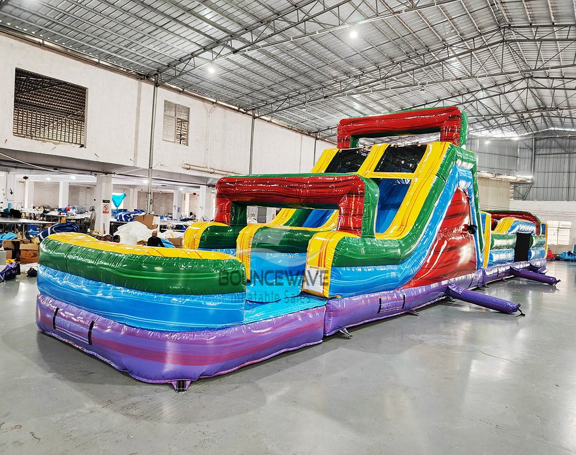 62ft Euro Marble 2 - Piece Wet/Dry Inflatable Obstacle Course - BounceWave Inflatable Sales