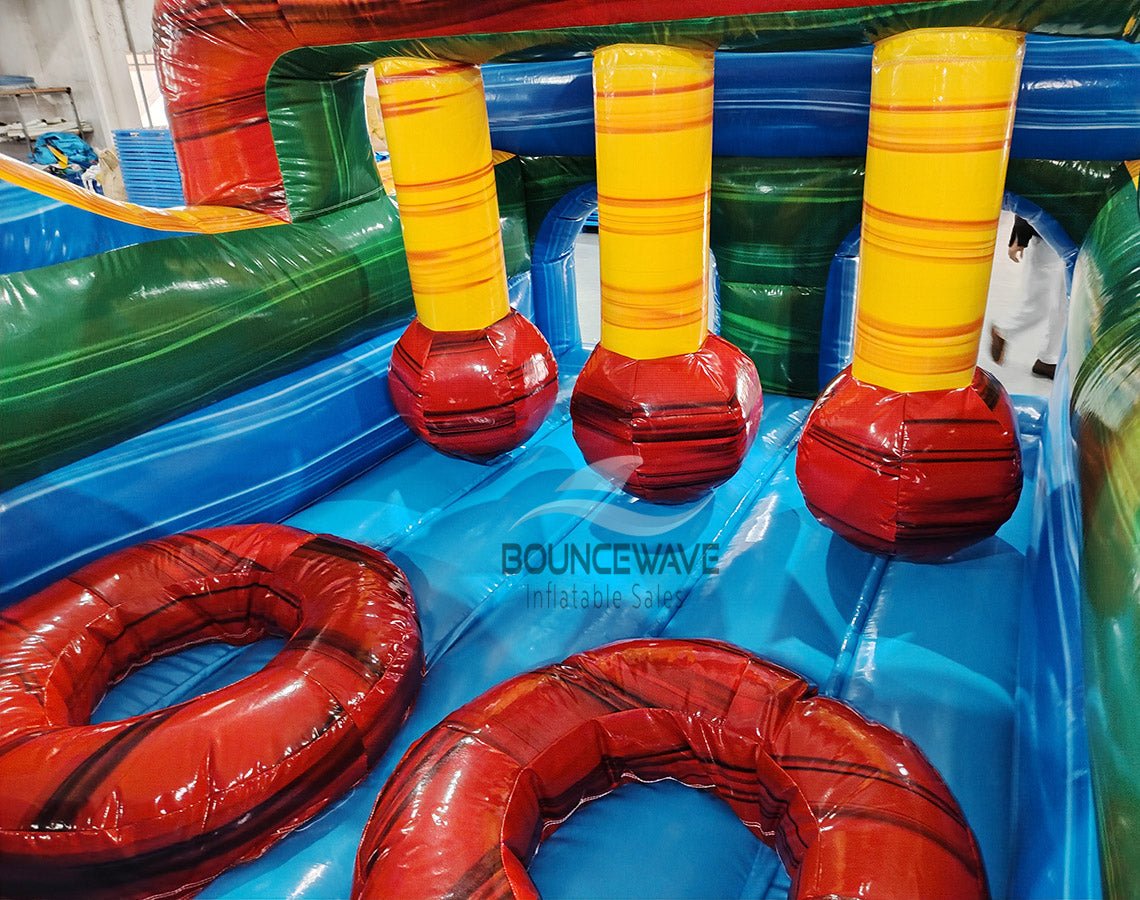 62ft Euro Marble 2 - Piece Wet/Dry Inflatable Obstacle Course - BounceWave Inflatable Sales