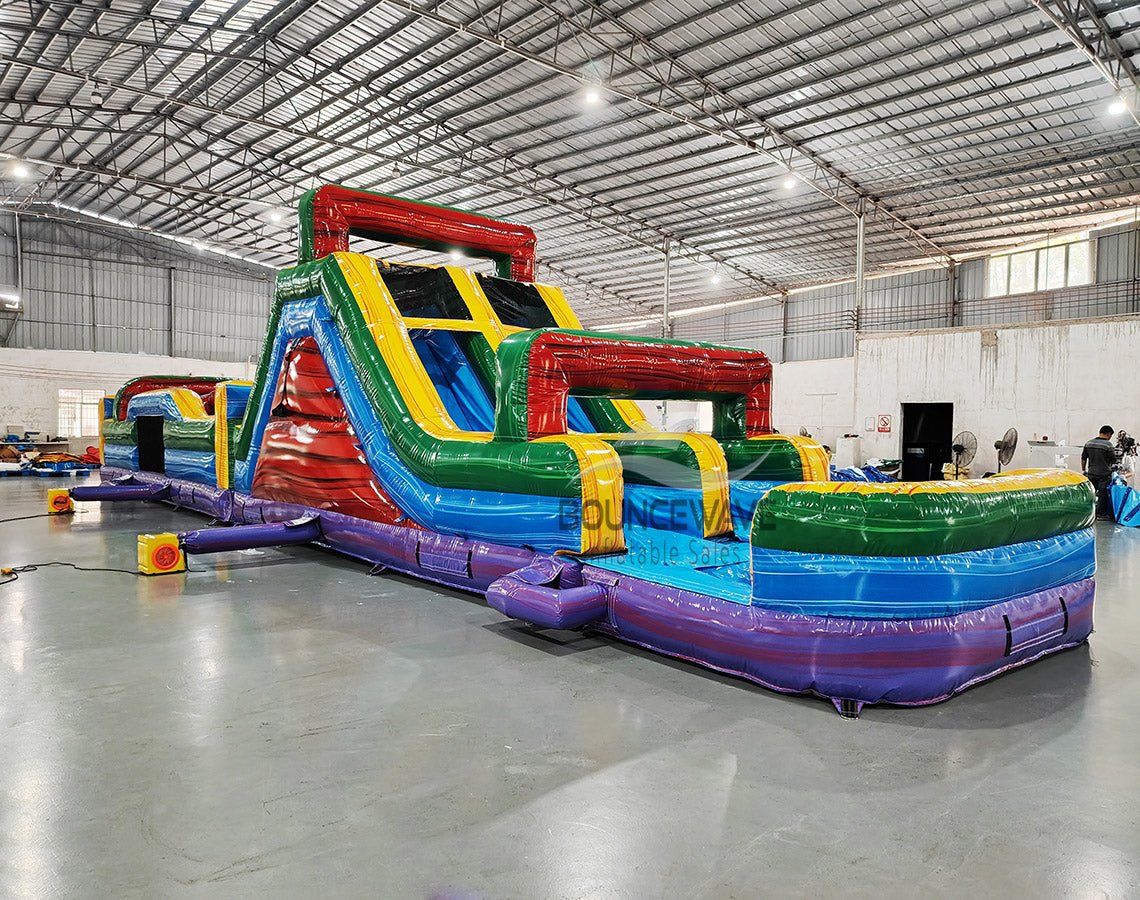 62ft Euro Marble 2 - Piece Wet/Dry Inflatable Obstacle Course - BounceWave Inflatable Sales