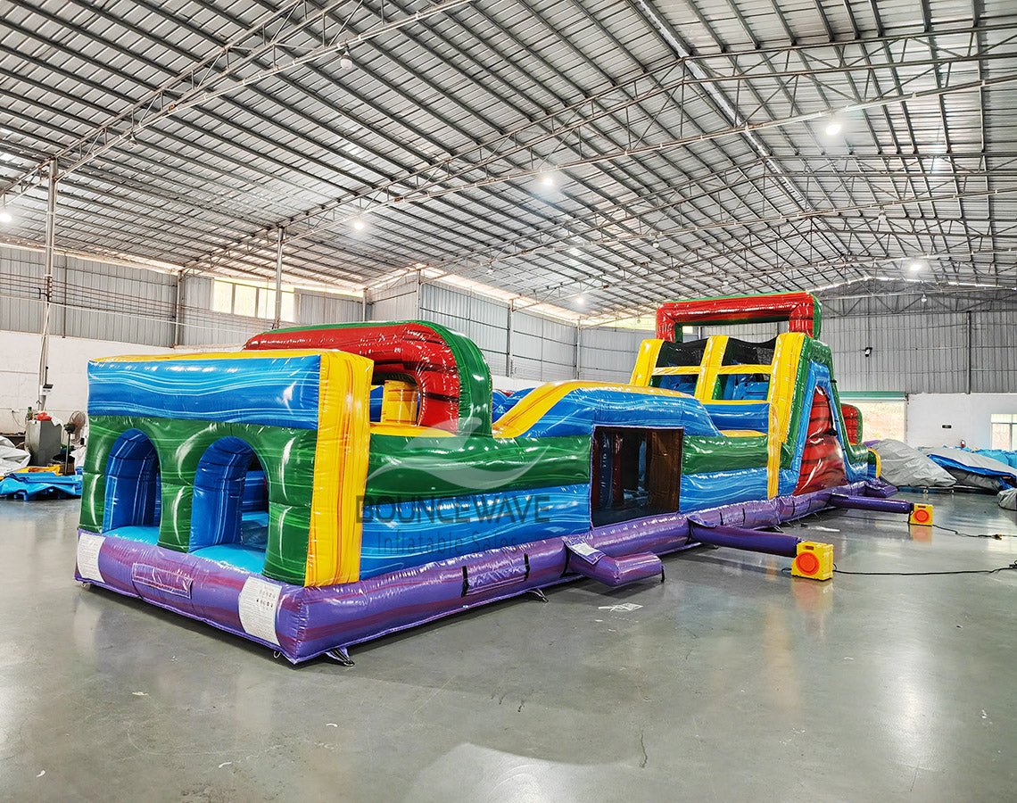 62ft Euro Marble 2 - Piece Wet/Dry Inflatable Obstacle Course - BounceWave Inflatable Sales