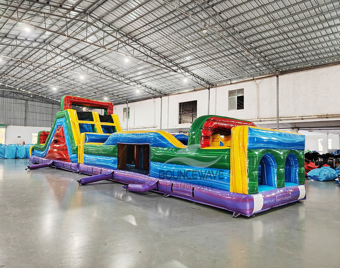 62ft Euro Marble 2 - Piece Wet/Dry Inflatable Obstacle Course - BounceWave Inflatable Sales