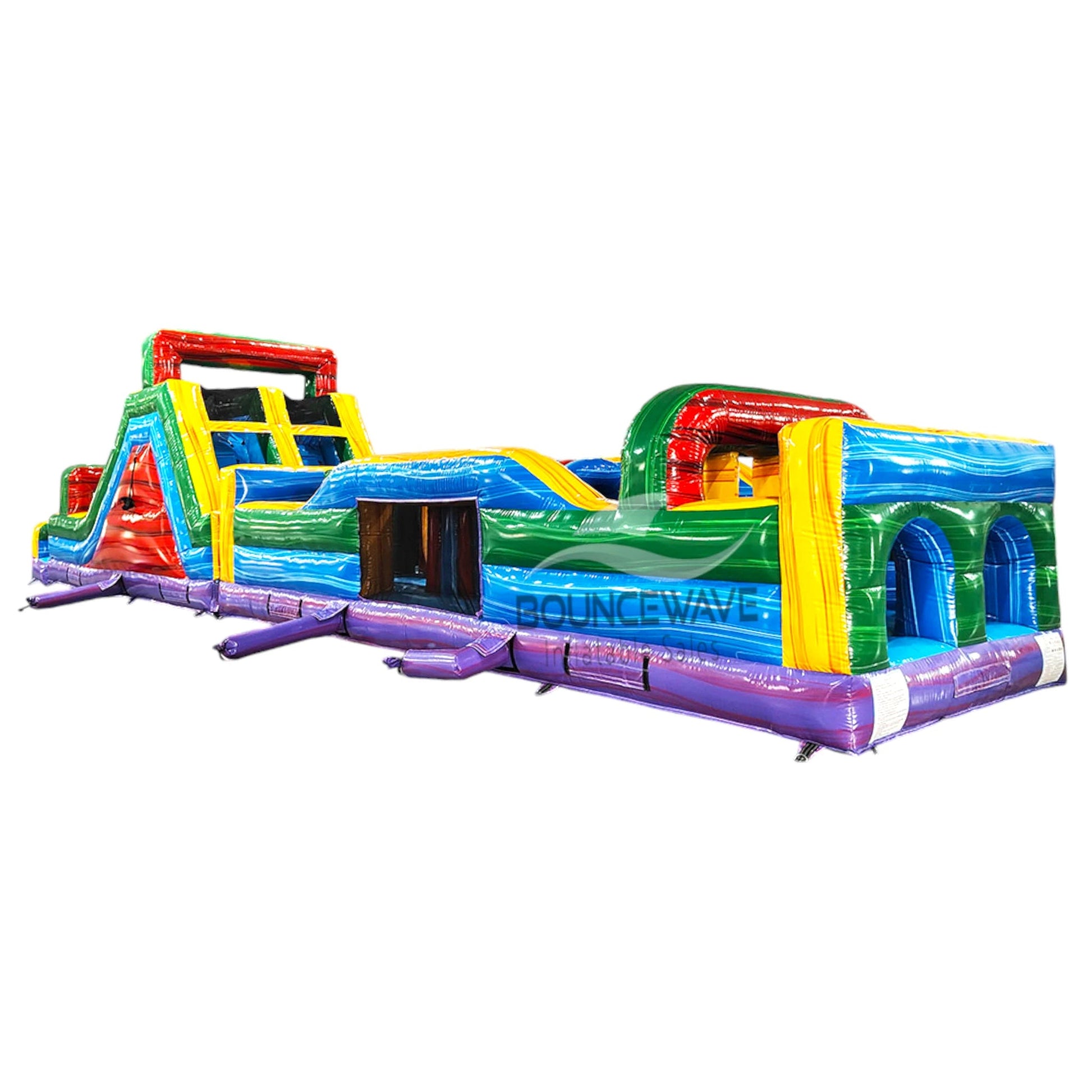 62ft Euro Marble 2 - Piece Wet/Dry Inflatable Obstacle Course - BounceWave Inflatable Sales