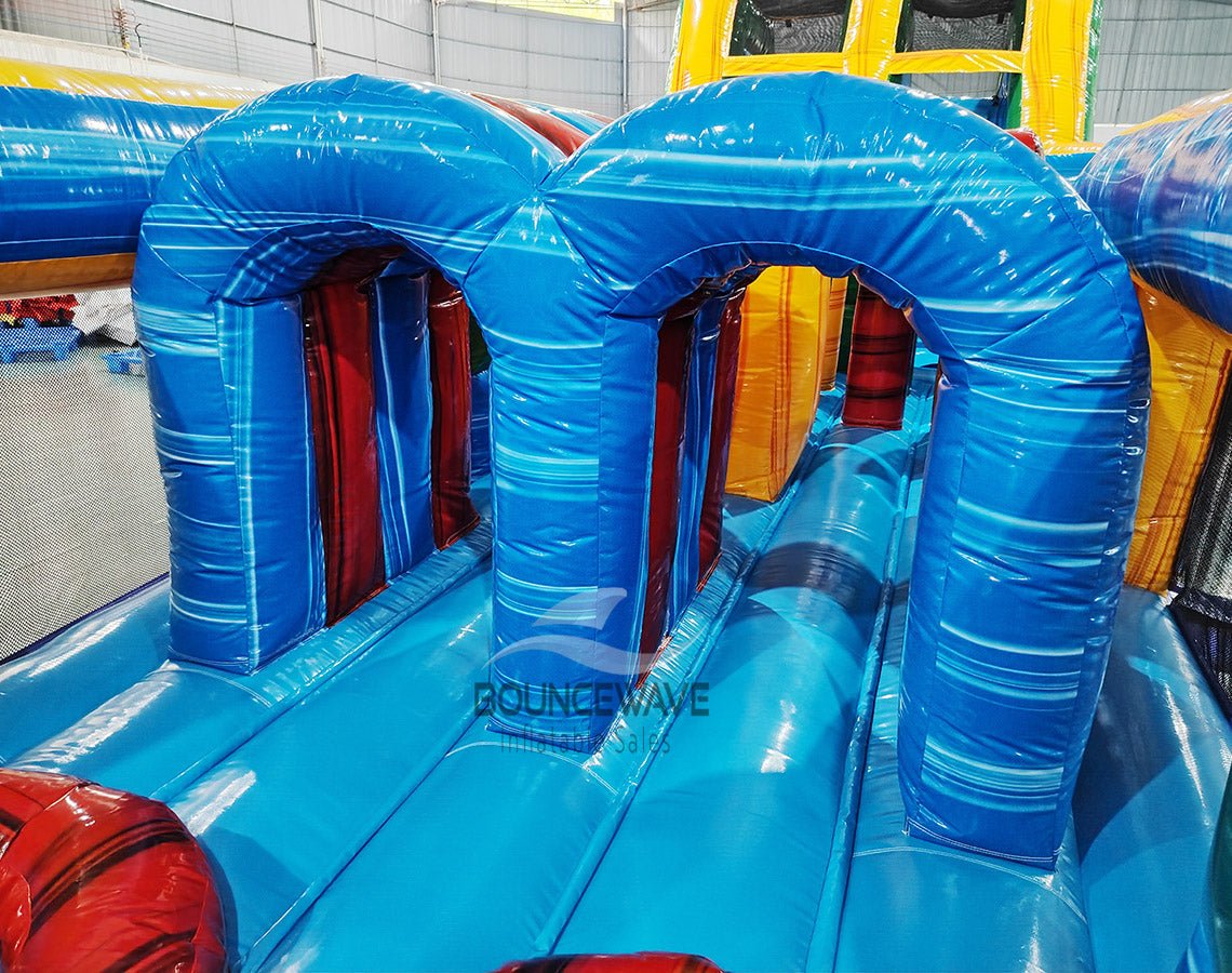 62ft Euro Marble 2 - Piece Wet/Dry Inflatable Obstacle Course - BounceWave Inflatable Sales