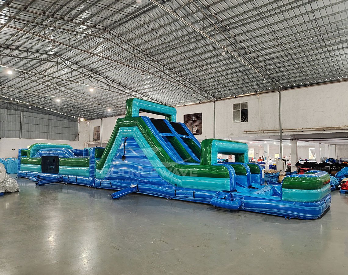 62ft Island Drop 2 - Piece Wet/Dry Inflatable Obstacle Course - BounceWave Inflatable Sales