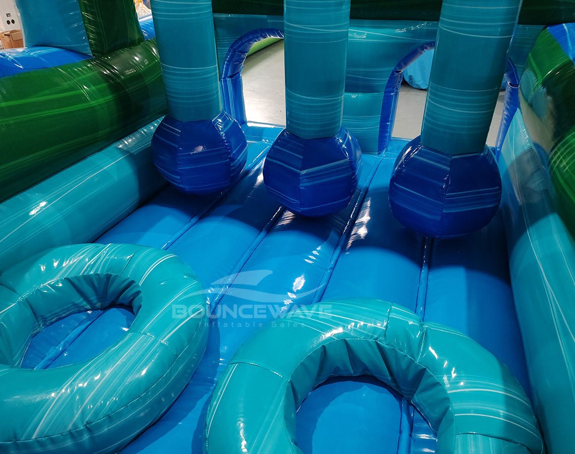 62ft Island Drop 2 - Piece Wet/Dry Inflatable Obstacle Course - BounceWave Inflatable Sales