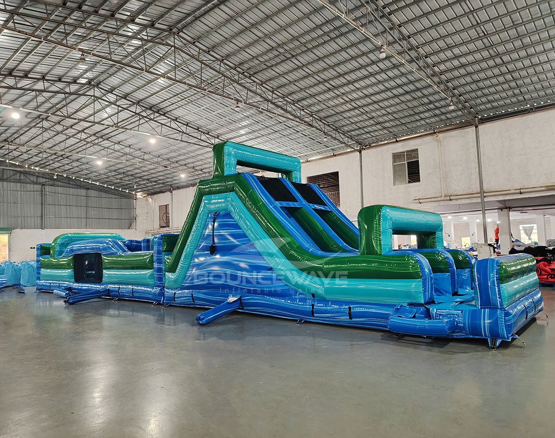 62ft Island Drop 2 - Piece Wet/Dry Inflatable Obstacle Course - BounceWave Inflatable Sales