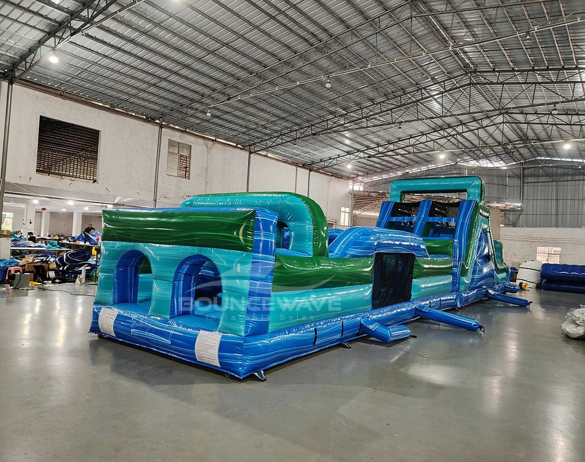 62ft Island Drop 2 - Piece Wet/Dry Inflatable Obstacle Course - BounceWave Inflatable Sales