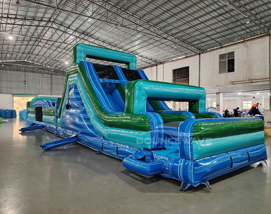 62ft Island Drop 2 - Piece Wet/Dry Inflatable Obstacle Course - BounceWave Inflatable Sales