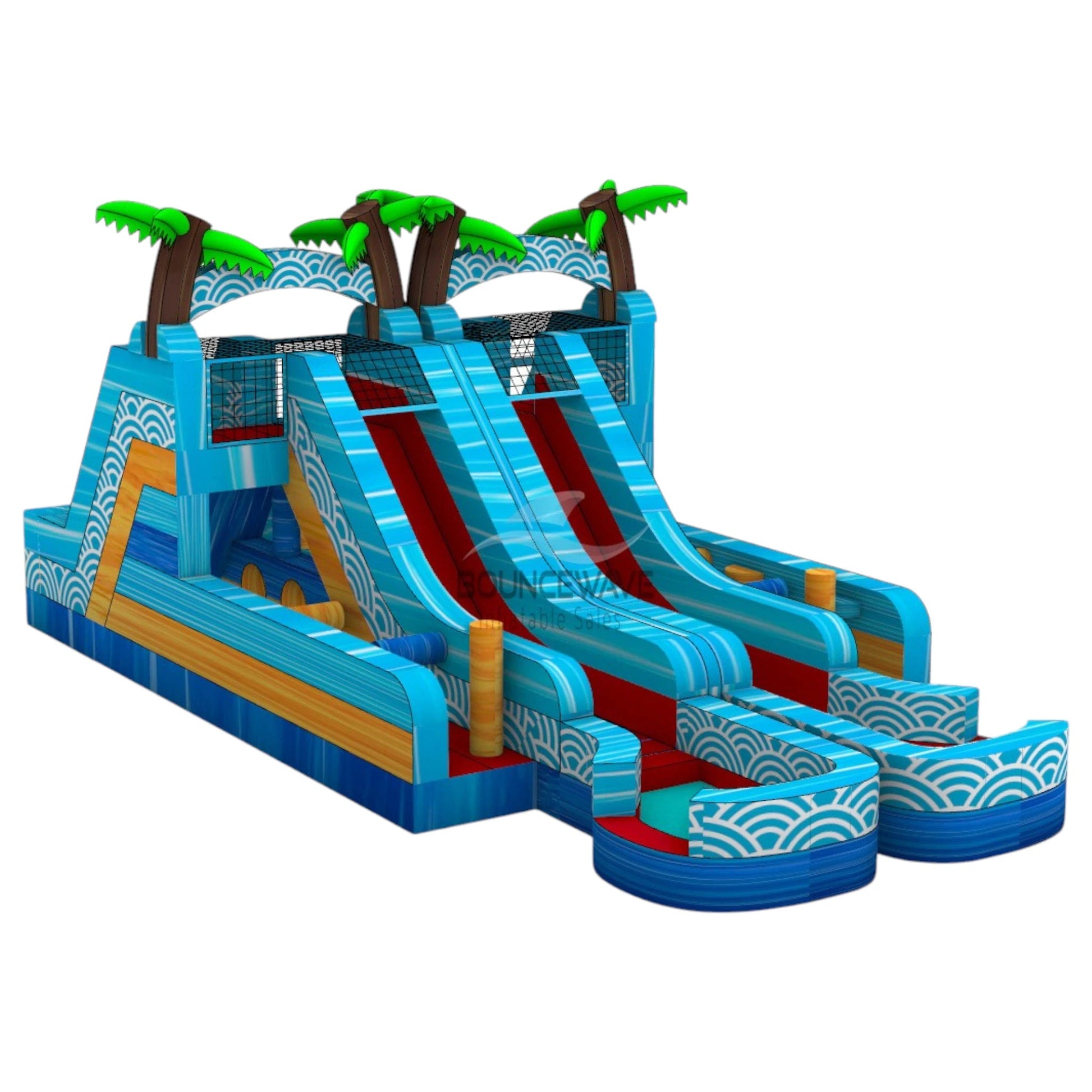 Akua Falls Double Dash Splash Inflatable Obstacle Course - BounceWave Inflatable Sales