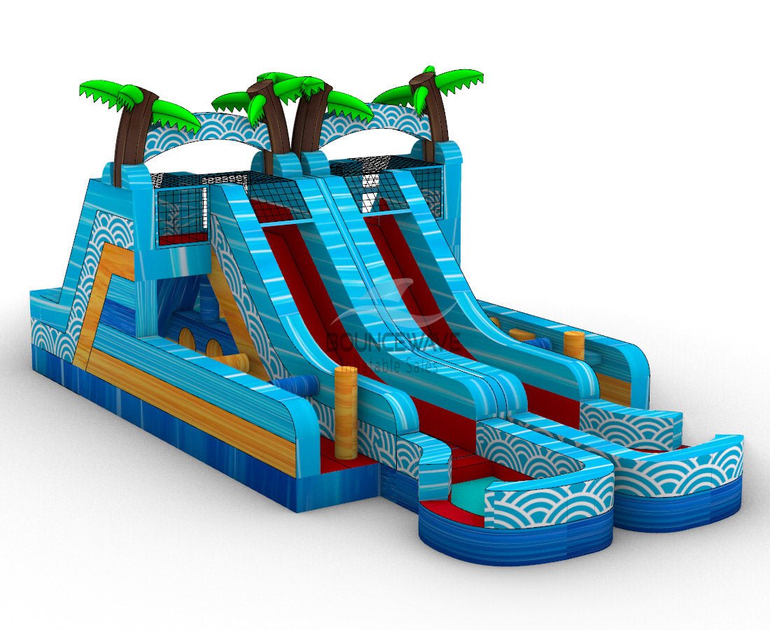 Akua Falls Double Dash Splash Inflatable Obstacle Course - BounceWave Inflatable Sales