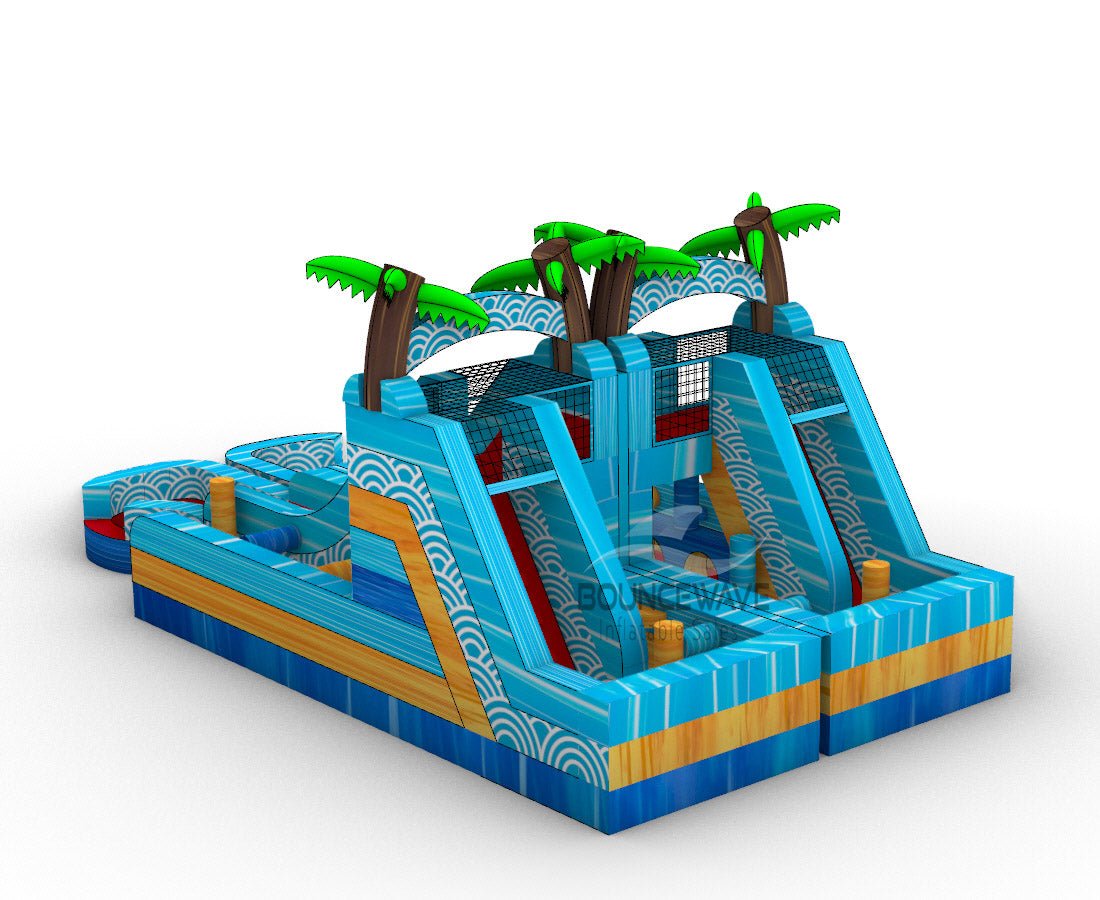 Akua Falls Double Dash Splash Inflatable Obstacle Course - BounceWave Inflatable Sales