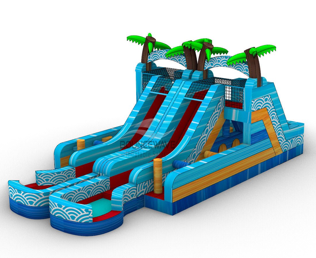 Akua Falls Double Dash Splash Inflatable Obstacle Course - BounceWave Inflatable Sales