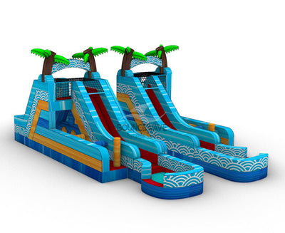 Akua Falls Double Dash Splash Inflatable Obstacle Course - BounceWave Inflatable Sales