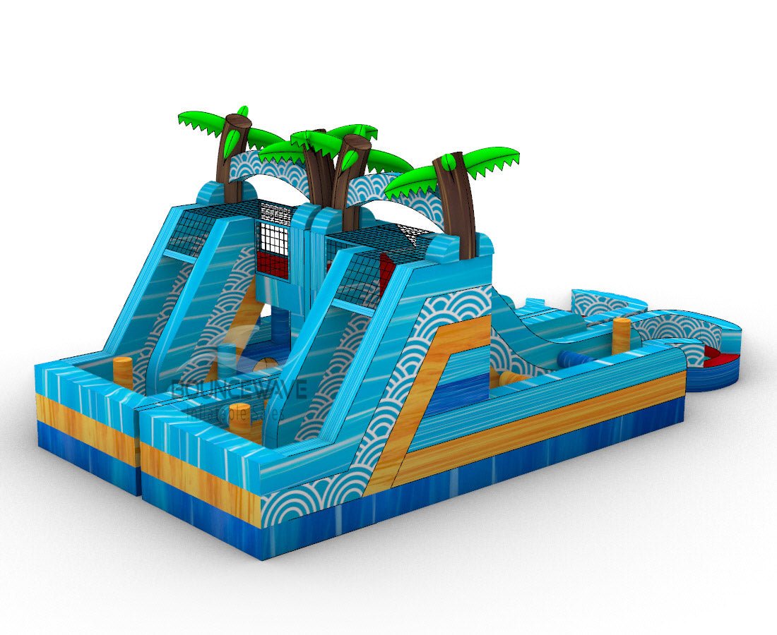 Akua Falls Double Dash Splash Inflatable Obstacle Course - BounceWave Inflatable Sales