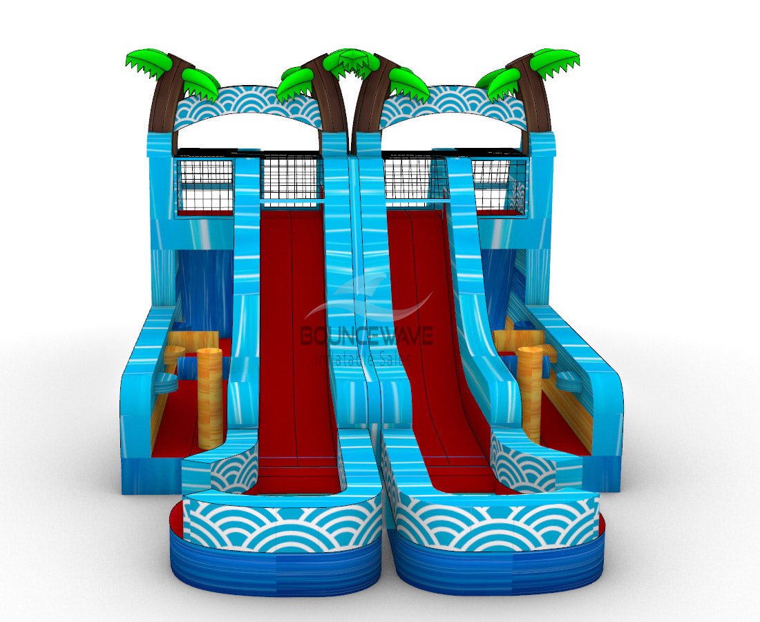 Akua Falls Double Dash Splash Inflatable Obstacle Course - BounceWave Inflatable Sales