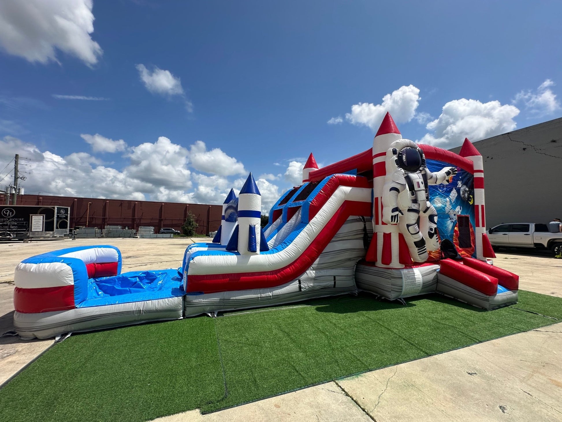 Astronaut Dual Lane Commercial Inflatable Combo (Wet/Dry) - BounceWave Inflatable Sales