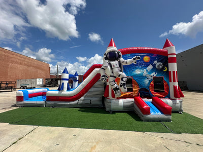 Astronaut Dual Lane Commercial Inflatable Combo (Wet/Dry) - BounceWave Inflatable Sales